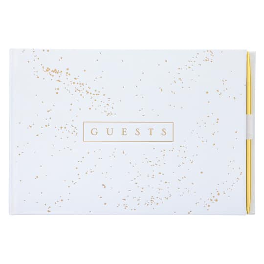 White & Gold Guest Book & Pen Set by Celebrate It™